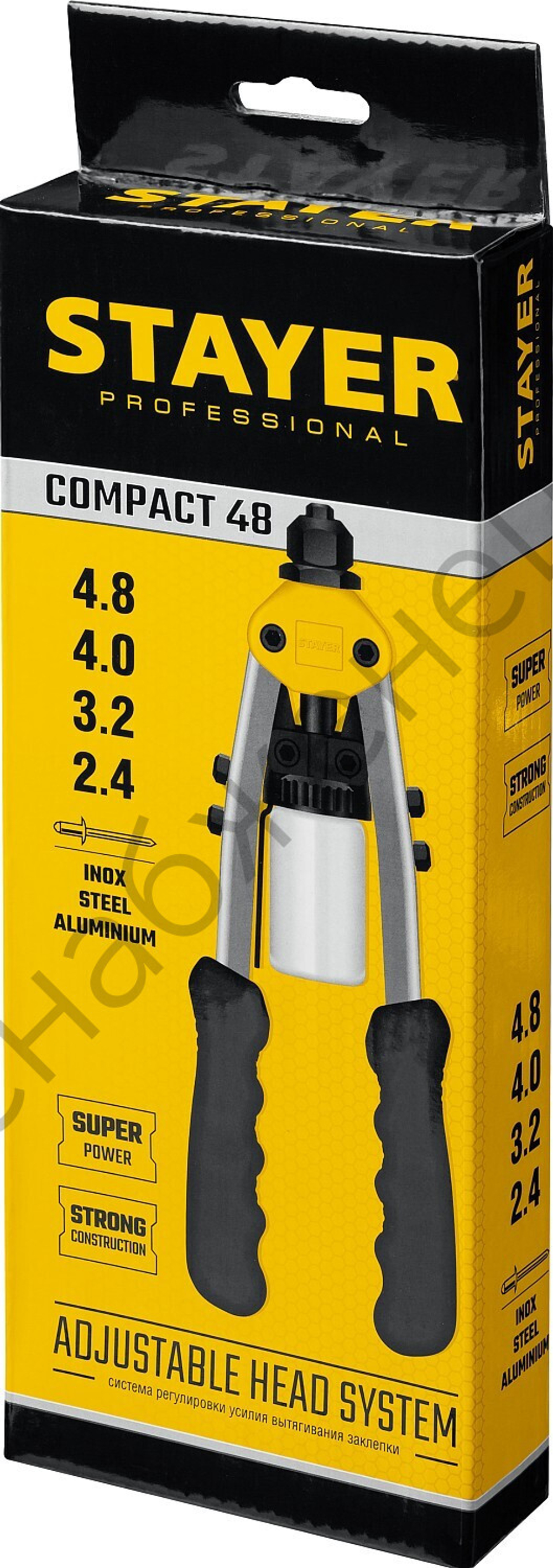 STAYER Compact-48 2.4-4.8 мм, 240 мм, компактный двуручный заклепочник, Professional (3116_z01)