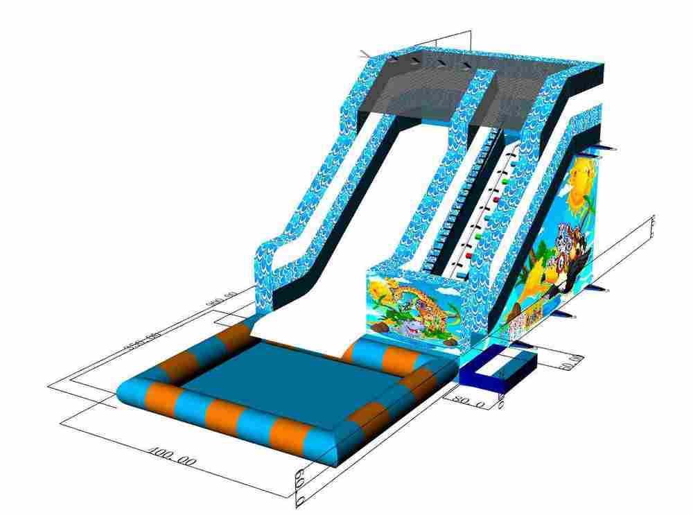 Надувной водный батут-горка с бассейном «Зверопой», размер 9*4*4,5 м