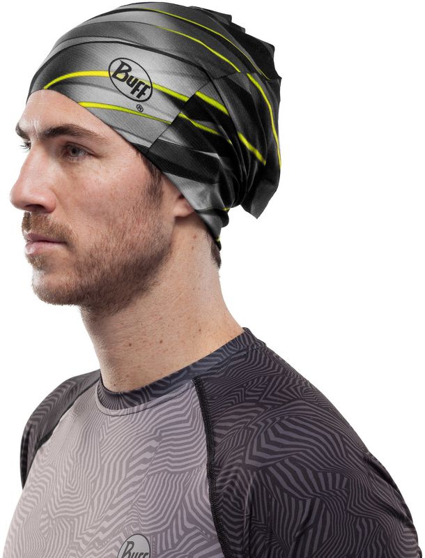 Широкая спортивная повязка на голову Buff Headband Wide CoolNet Focus Grey Фото 2