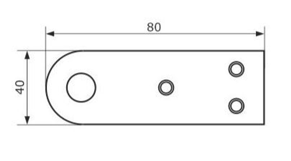 Проушина прямая 80*40 усиленная черная (толщ.5мм) Домарт / 10012