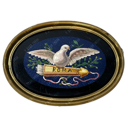 Римская микромозаика «Голубь на колчане со стрелами» с надписью «Roma». Италия. XIX в.