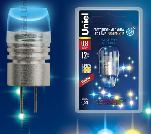 LED-JC-12/0,8W/BLUE/G4 Лампа светодиодная. Упаковка блистер