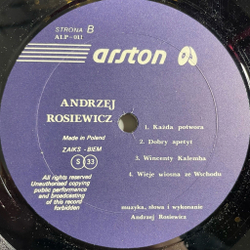 Винтажная виниловая пластинка LP Andrzej Rosiewicz Анджей Розиевич (Польша 1987)