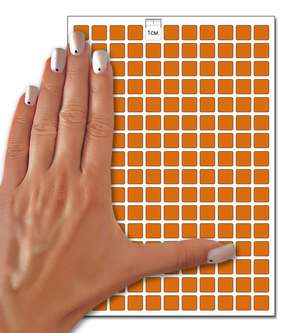 Оранжевые виниловые наклейки для маркировки Policomprint М14, 10х10 мм. 352 шт.