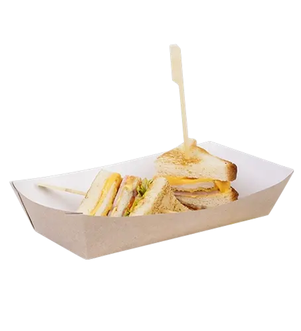 Упаковка для бургера, картофеля фри, чиабатты, лотки Fast Food ECO TRAY 800 (100шт/уп) 85х190х42