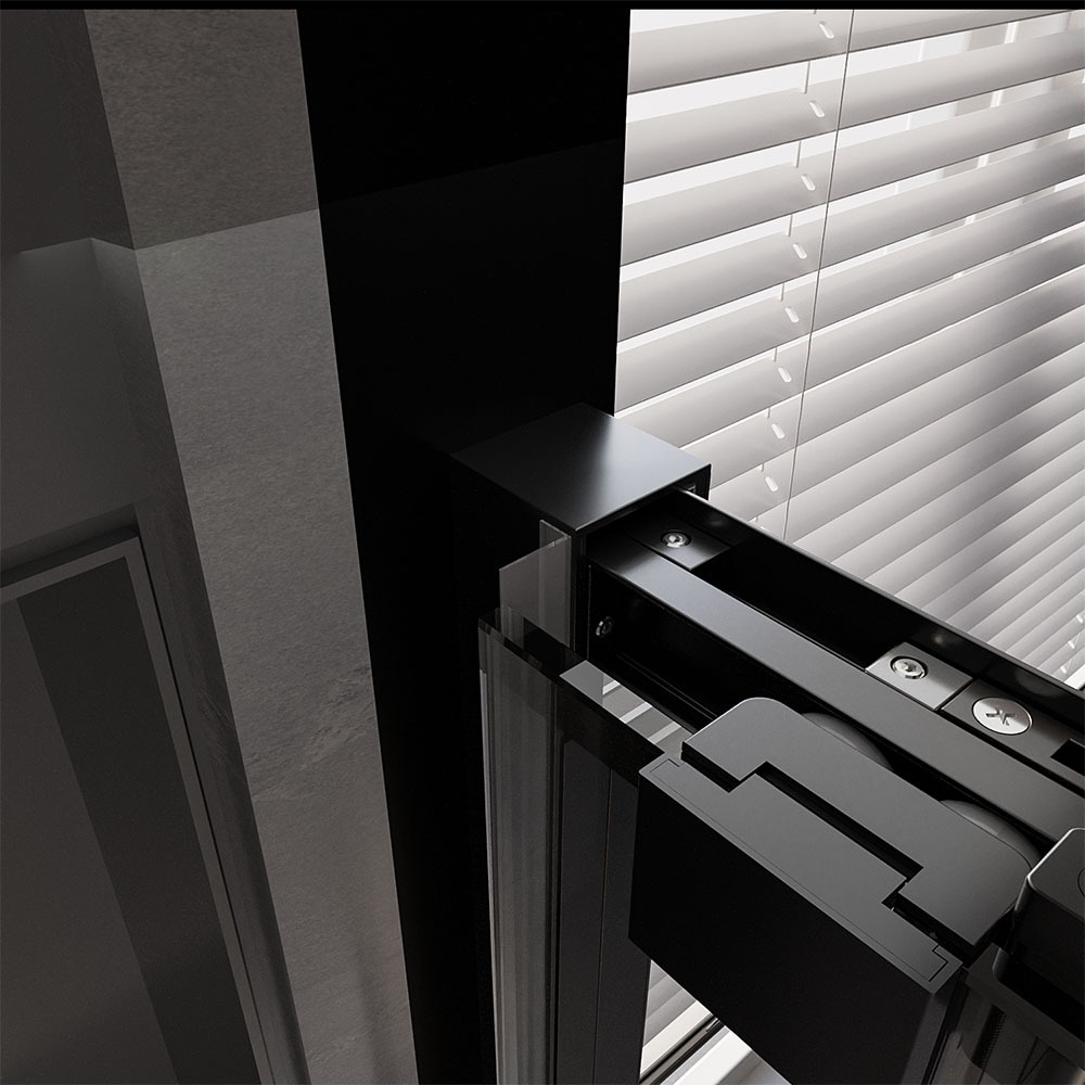 Душевая дверь Veconi Premium Trento PTD-30B, 1500х2000, черный матовый, стекло прозрачное