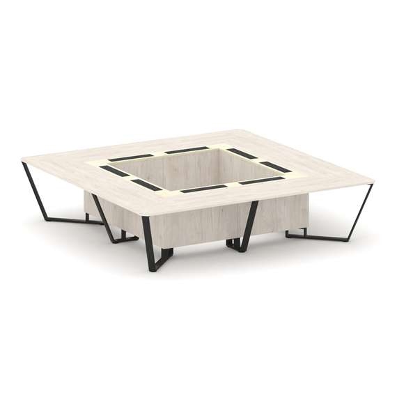 Steel Meet Стол переговорный квадратный KMK-PR.B.SP-16K Денвер Светлый/Ваниль Глянец/Металл Черный 3