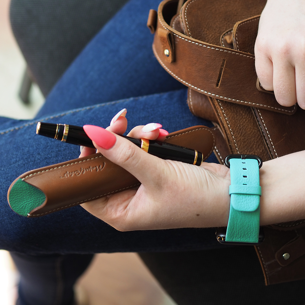 Чехол для ручки Mine из кожи теленка, коричневого цвета