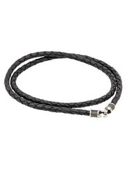 Гайтан кожаный черный с замком Captain Hook из мельхиора