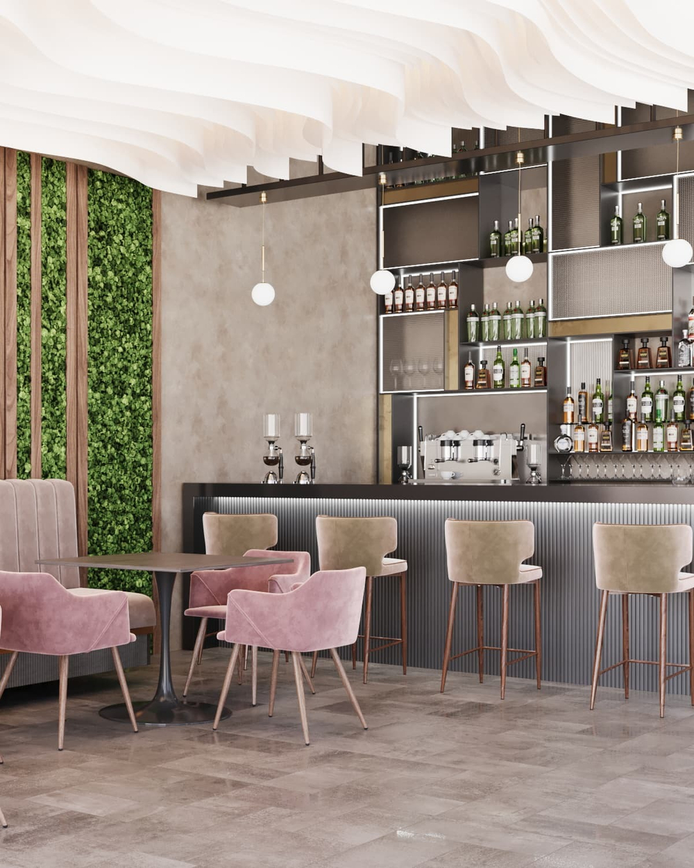 Стул полубарный Матео с кантом велюр шампань ножки дерево