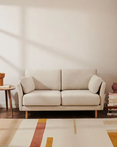 Двухместный диван Gilma 170 см, бежевый, светлые ножки