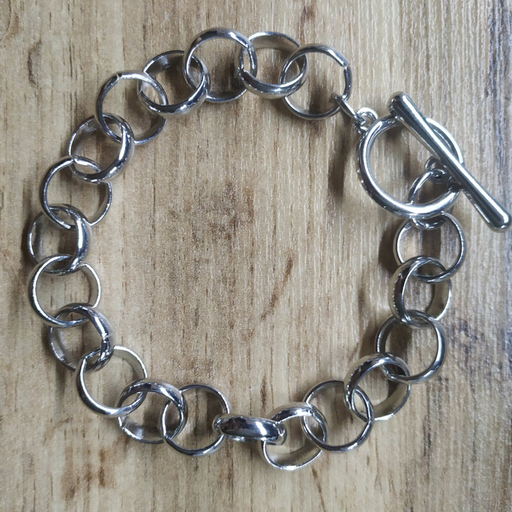 Браслет-тоггл "Цепи" плетение бельцер металл серебристый