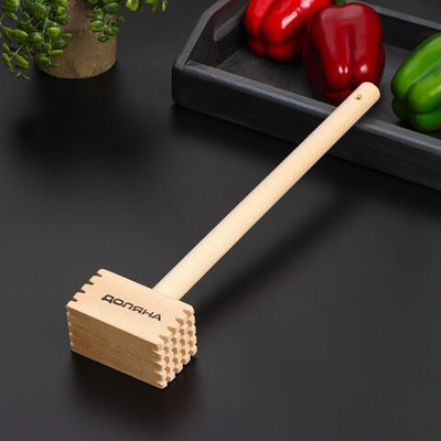 Молоток для мяса Доляна «Берёзовый», ручка 37 см, молоток 45×45×80 мм