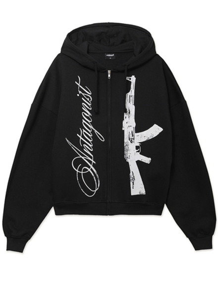Толстовка С Капюшоном На Молнии Rogue Heart Black Gun Graphic Oversized Zip Up Hoodie