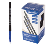 Ручка шариковая Alingar, 0,7 мм, синяя, игольчатый наконечник, грип, круглый цветной пластиковый корпус, карт. уп.
