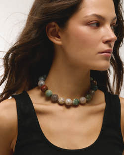 Бусы из мохового агата