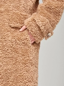 Шуба из шерсти мериноса чебурашка, песочная, SilverFox