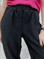 2133 Брюки-джоггеры флисовые черные (56-176)