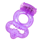 Фиолетовое эрекционное кольцо с вибратором и подхватом ToyFa Basic 818037-4