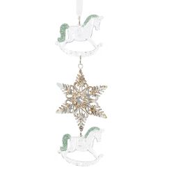 GAEM Украшение новогоднеe подвеска"Снежинка с лошадками", L6,5 W1 H19 см, 2в.