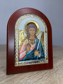 Ангел Хранитель, икона арочная, красное дерево, эмаль 175х225