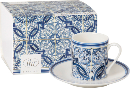 IHR - Lorenzo Blue Чашка для эспрессо с блюдцем 75мл / артикул   POE847440  / GTIN 686423672088