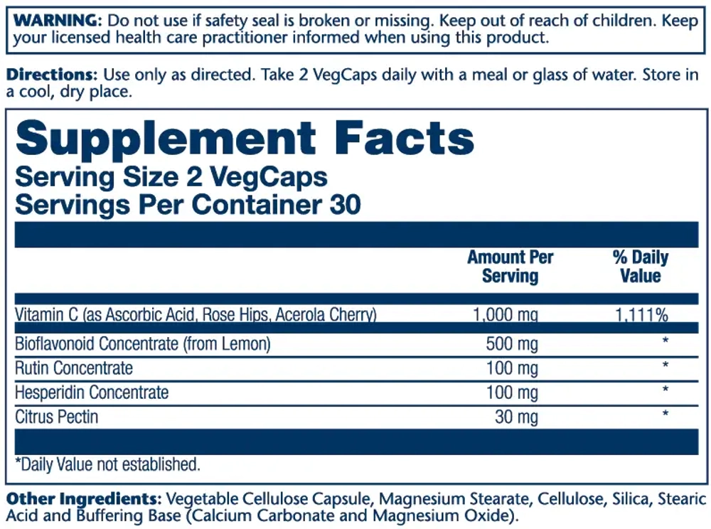 Super Bio Vitamin C 1000mg 60 capsules Solaray