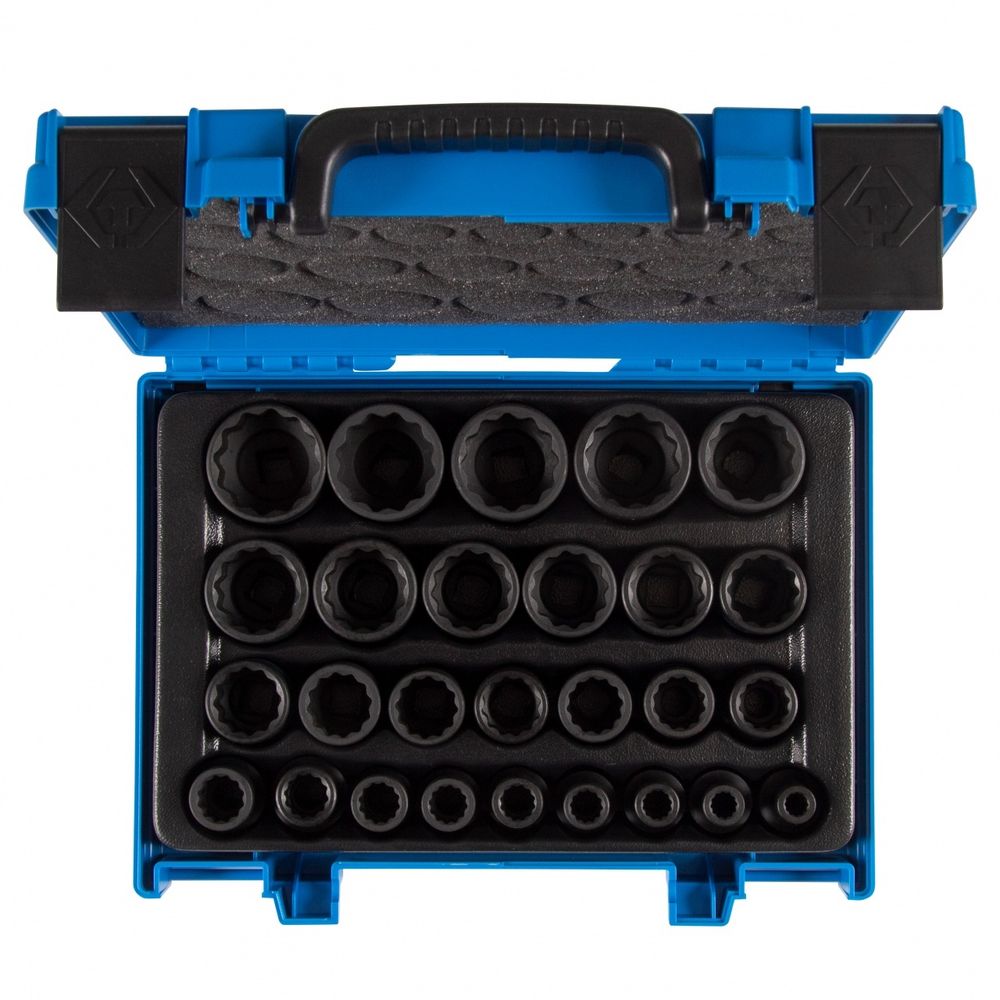 KING TONY (4827MP) Набор ударных торцевых головок 1/2", двенадцатигранные, 8-36 мм, 27 предметов