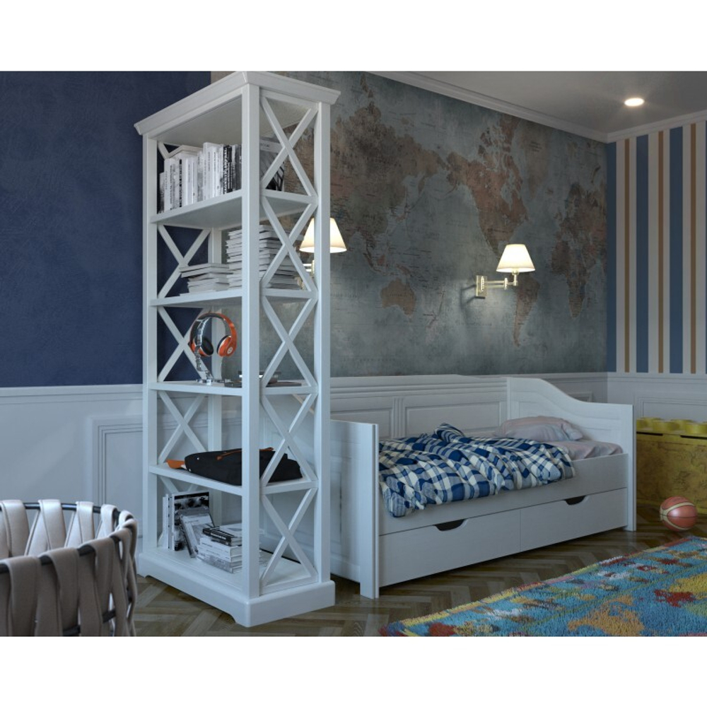 Кровать-диван «Бейли» с выдвижными ящиками 90х200 белый воск/антик