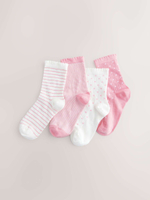 Носки хлопковые для девочки Next AU2-572, 4 шт., Белый, Розовый