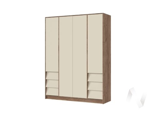 Шкаф 4-х створчатый ШК 03 МС Рейн (дуб крафт табачный/кашемир)