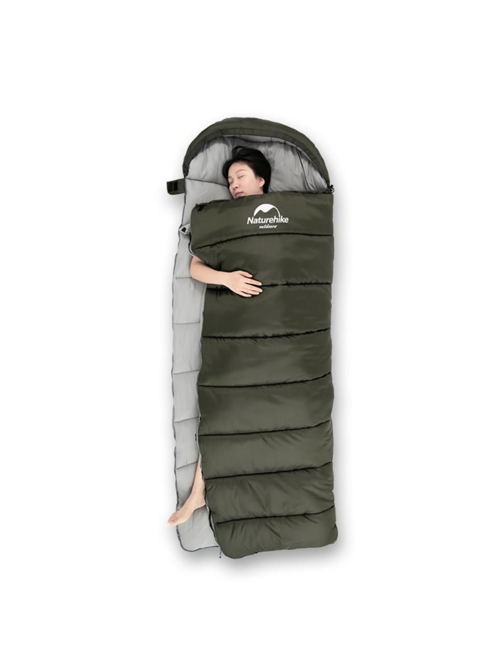 Спальный мешок Naturehike U Series Двойной хлопок осень-зима зеленый U150, молния слева, 6927595764398L