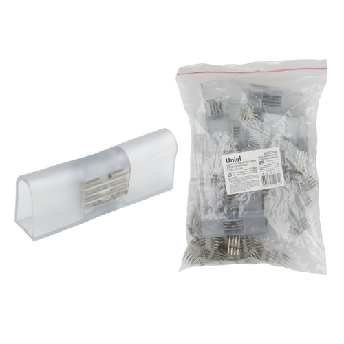 UTC-K-14/N22 CLEAR 025 POLYBAG Соединитель контактный прямой для светодиодных лент ULS-N22 RGB NEON 220В, 8x16мм, 4 контакта.Цвет прозрачный. 25 штук