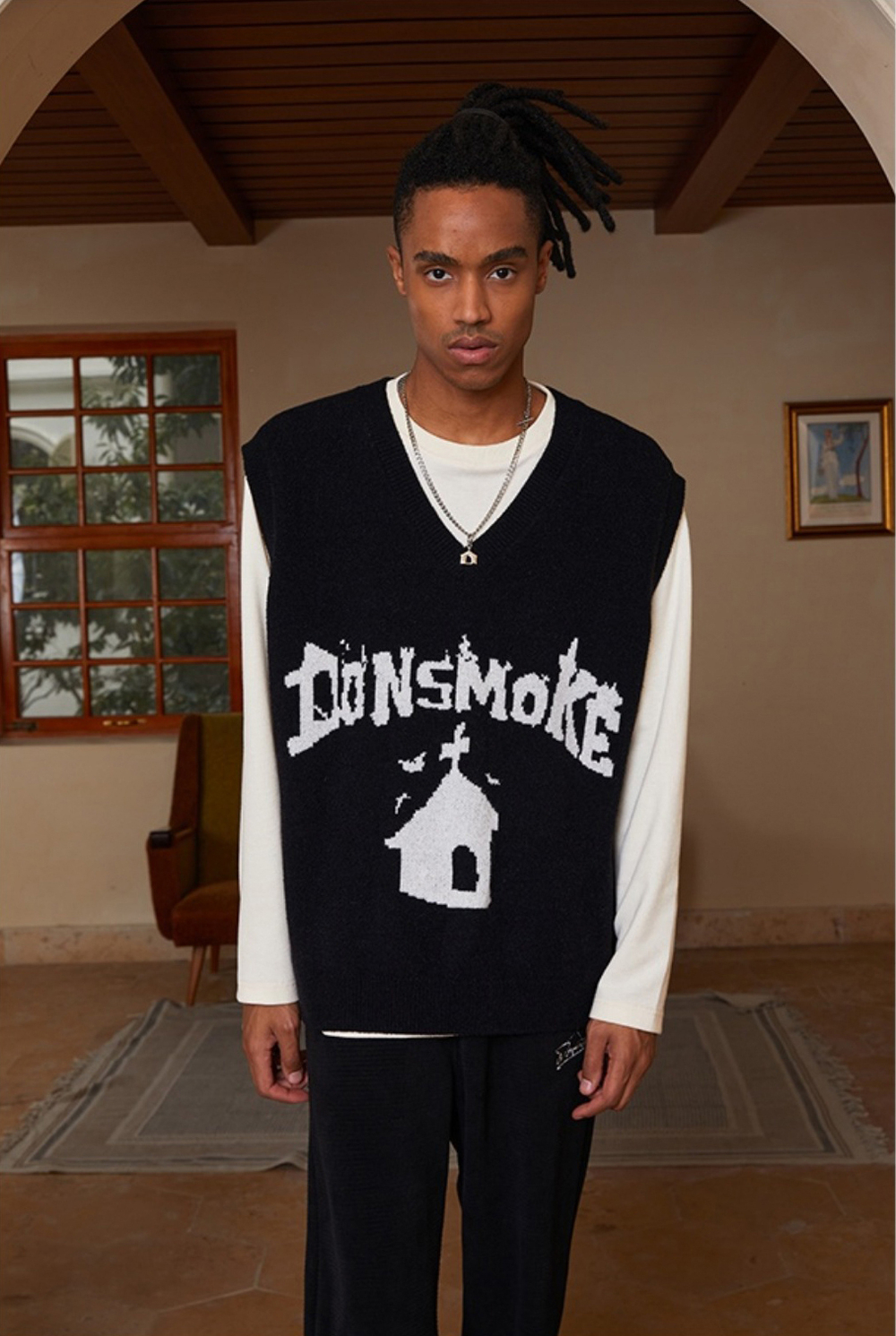 [FROM MOSCOW] Жилет DONSMOKE "Castle Logo" V-Neck Knitted Vest