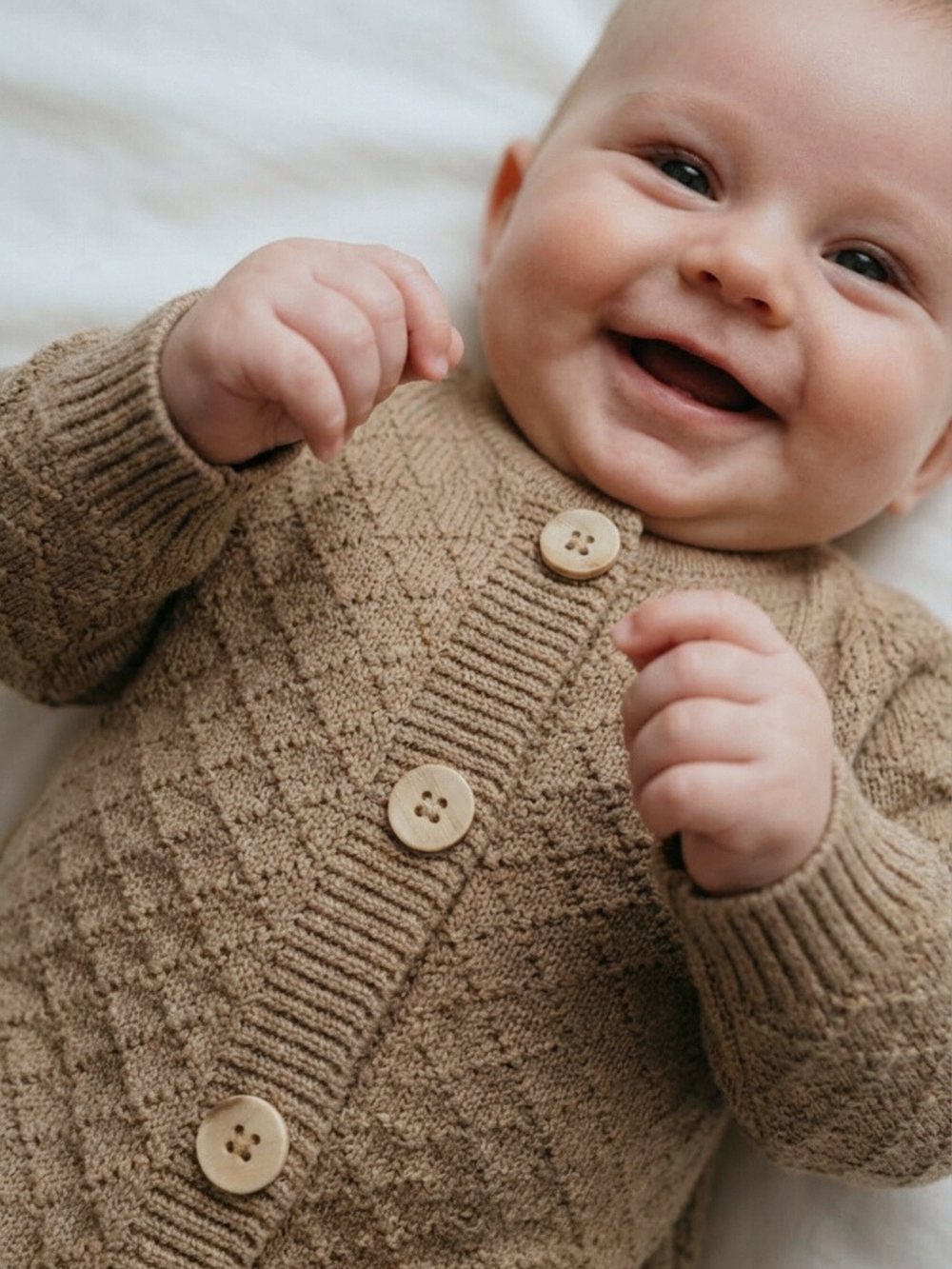 Комбинезон вязаный для малыша кофейный