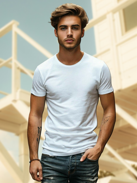 34221 Футболка мужская однотонная кулирка белая (56)