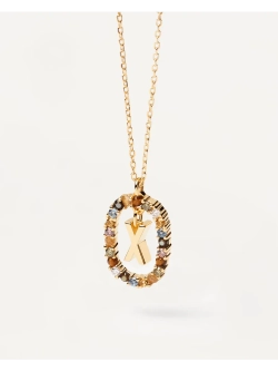 Колье Буква X серебро 925 пробы покрытое золотом