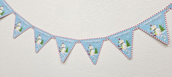 Гирлянда-вымпел со снеговиками "С Новым годом"