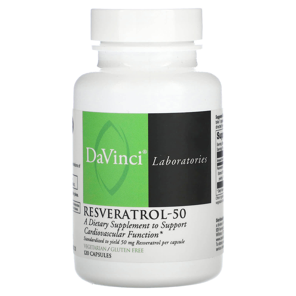 DaVinci Laboratories, Ресвератрол-50, 50 мг, 120 капсул