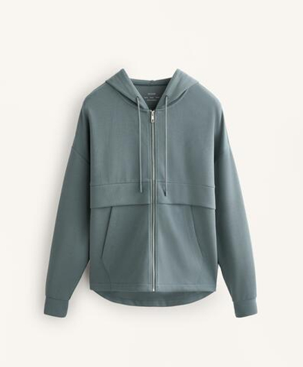 Oysho Толстовка Rib на молнии из модала с мягким прикосновением, синевато-серый