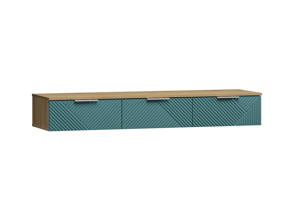 ТВ-тумба Салерно NEW 3 (МДФ) SF-013 Аквамарин Дуб Золотистый U1148 148*42*220 см, Зеленый   Фиеста