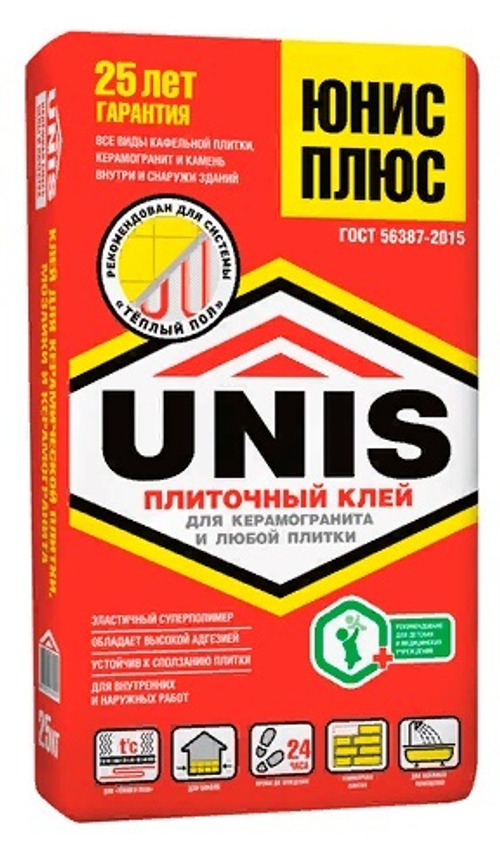 Клей для плитки Unis Плюс 5 кг