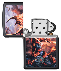 Зажигалка чёрная "Драконы" Black Matte ZIPPO 49097