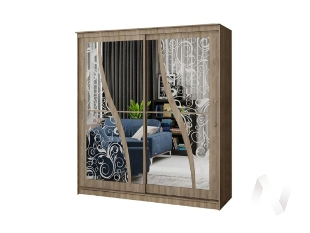 Шкаф-купе 1;7 Элегант №2 (ясень шимо темный)