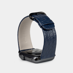 Ремешок для Apple Watch 44/45/46 mm из кожи аллигатора, синего цвета