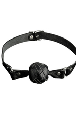 Кляп из плетеной натуральной кожи (черный) (Цвет: черный)