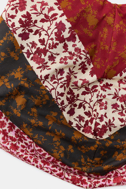 ZARA МАКСИ-СУМКА ИЗ 100% ХЛОПКА С ЦВЕТОЧНЫМ ПРИНТОМ, ГРАНАТОВЫЙ