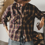 Американская классическая ретро клетчатая рубашка с длинными рукавами мужская