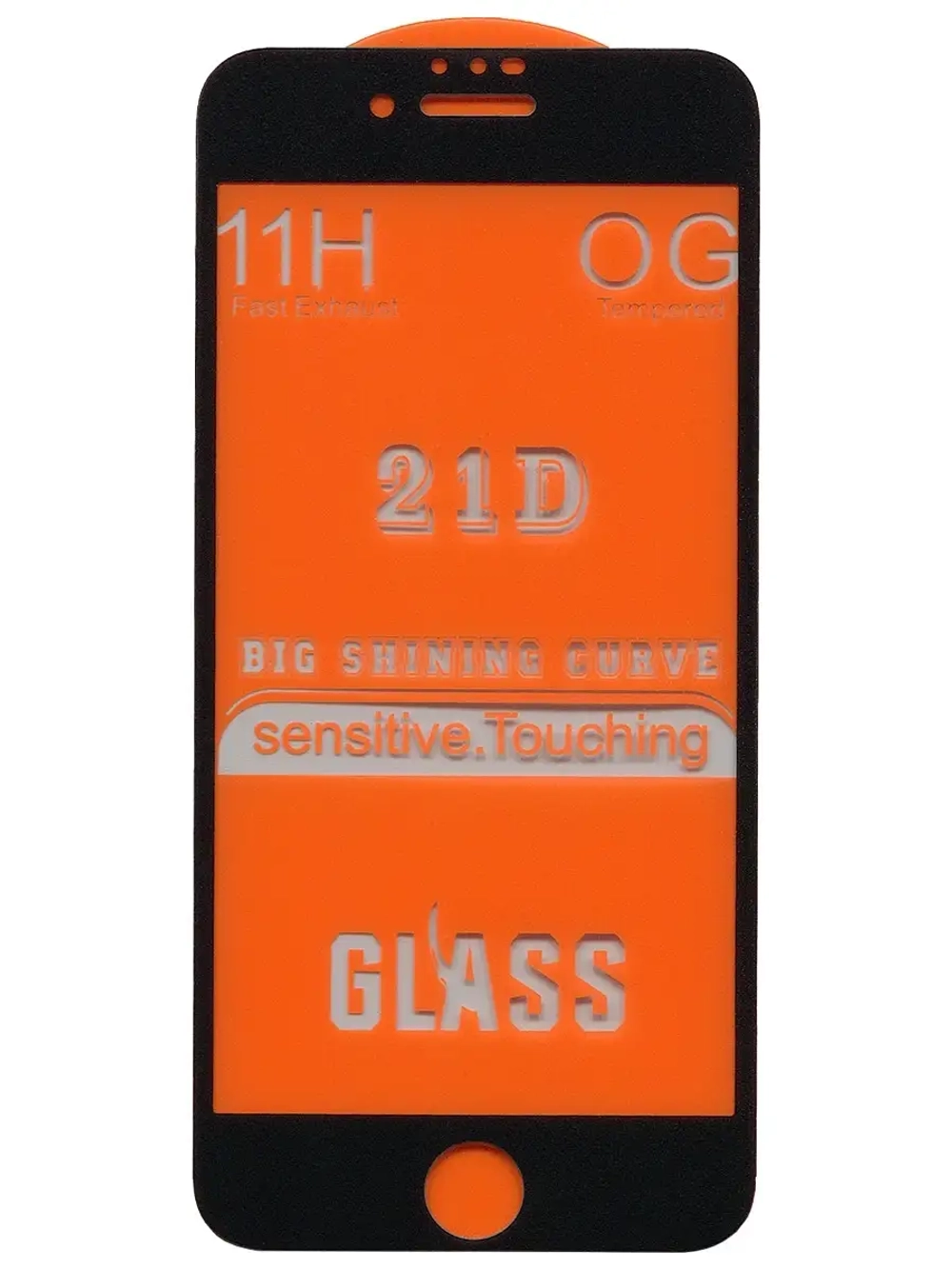 Защитное стекло Glass для Apple iPhone 6/ iPhone 6S/ 21D/ полный клей, черная рамка