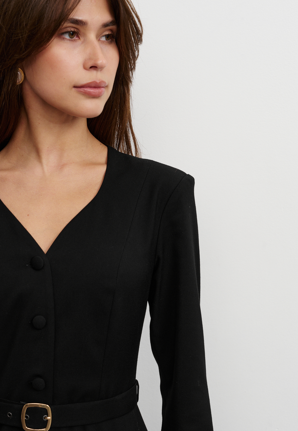 Платье со складками, черное